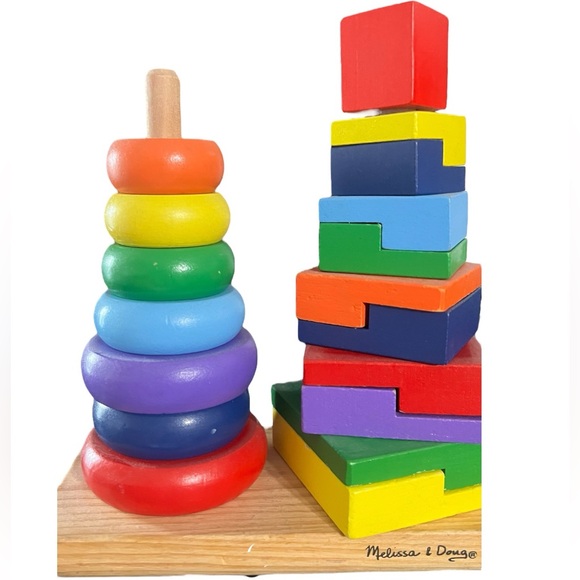 Melissa & Doug Geometric Stacker - Wooden Educational Toy - Picture 3 of 3